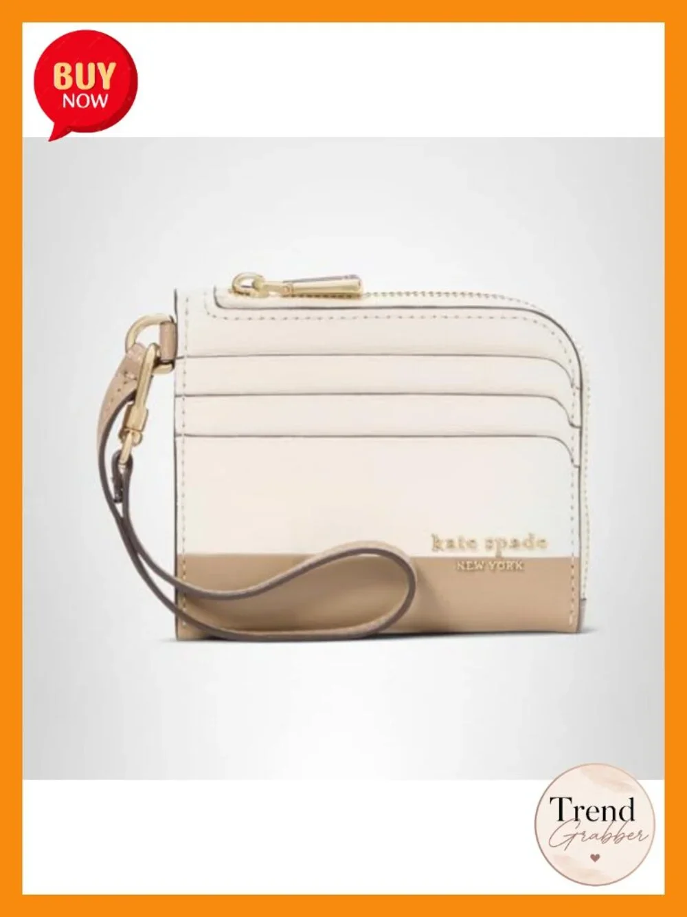Saffiano Leather Devin Coin Card Case Wristlet with Zip Closure
